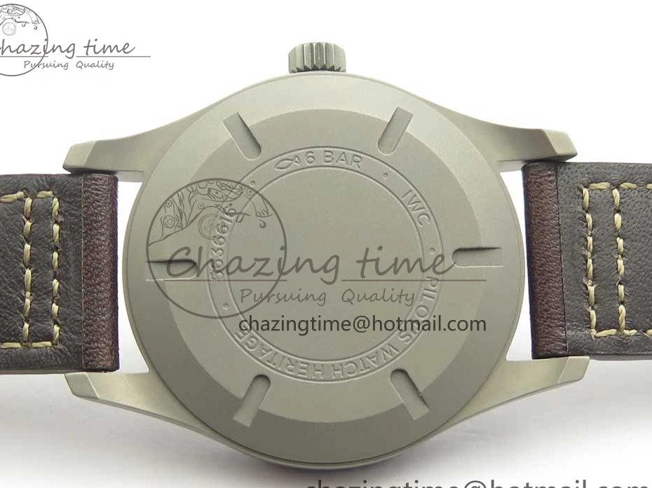 MIROTIME 0310 SmartChoice Mark XVIII IW327006 Titanium M+F 1:1 Best Edition Black Dial on Brown Leather Strap A 7145